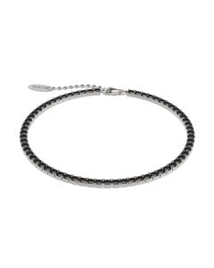 Rerum Bracciale tennis 2,5 cm in argento rodiato e CZ nera
