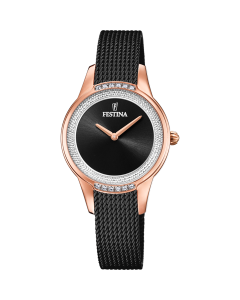Festina Orologio Acciaio Rosè Solo Tempo Quadrante Nero