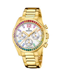 Festina Orologio Acciaio Gold Cronografo Quadrante Bianco
